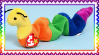 photo of a soft toy beanie baby rainbow worm with a rainbow border