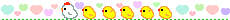chicks following chicken pixel art with hearts