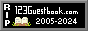 RIP 123Guestbook 2005-2024. Pixel art guestbook-shaped gravestone.