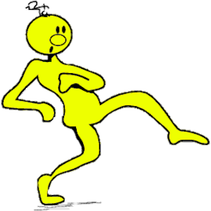 clipart of yellow person sneaking, stretching their feet forward cautiously