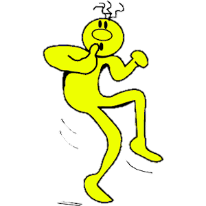 clipart of yellow person sneaking, balancing on one foot with their finger to their lip in a shh motion